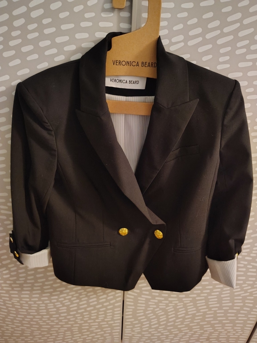Veronica Beard Black Cropped Deckay Jacket Gold Buttons No Size Tag SAMPLE Sz 4 - Picture 3 of 5